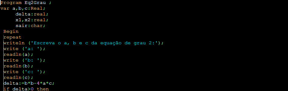 Código em Pascalzim